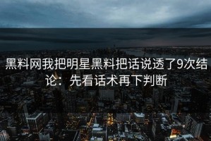 黑料网我把明星黑料把话说透了9次结论：先看话术再下判断