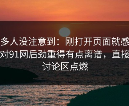 很多人没注意到：刚打开页面就感觉不对91网后劲重得有点离谱，直接把讨论区点燃