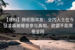 【爆料】微密圈突发：业内人士在今日凌晨被曝曾参与真相，欲罢不能席卷全网