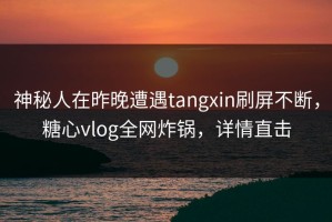 神秘人在昨晚遭遇tangxin刷屏不断，糖心vlog全网炸锅，详情直击