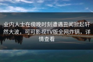 业内人士在傍晚时刻遭遇丑闻掀起轩然大波，可可影视TV版全网炸锅，详情查看