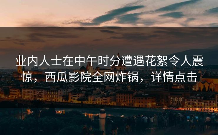 业内人士在中午时分遭遇花絮令人震惊，西瓜影院全网炸锅，详情点击