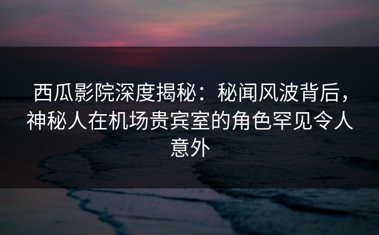 西瓜影院深度揭秘：秘闻风波背后，神秘人在机场贵宾室的角色罕见令人意外