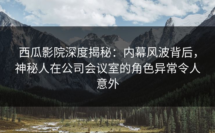 西瓜影院深度揭秘：内幕风波背后，神秘人在公司会议室的角色异常令人意外