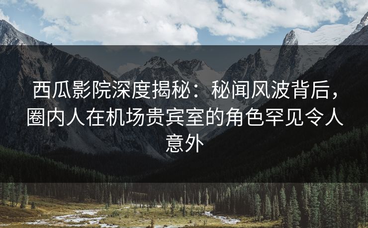 西瓜影院深度揭秘：秘闻风波背后，圈内人在机场贵宾室的角色罕见令人意外