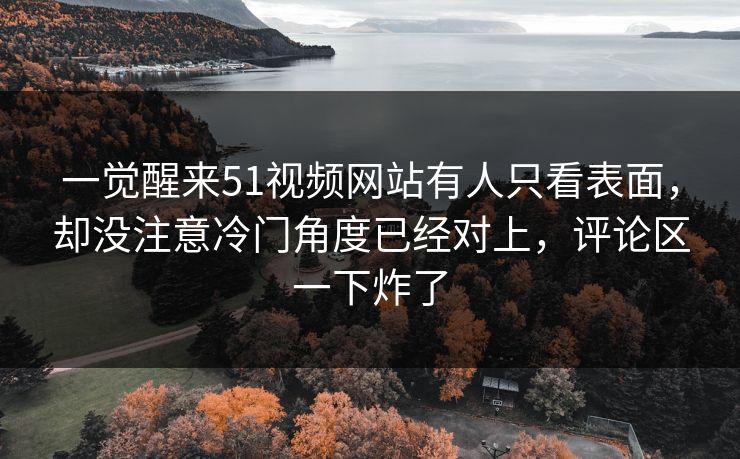 一觉醒来51视频网站有人只看表面，却没注意冷门角度已经对上，评论区一下炸了